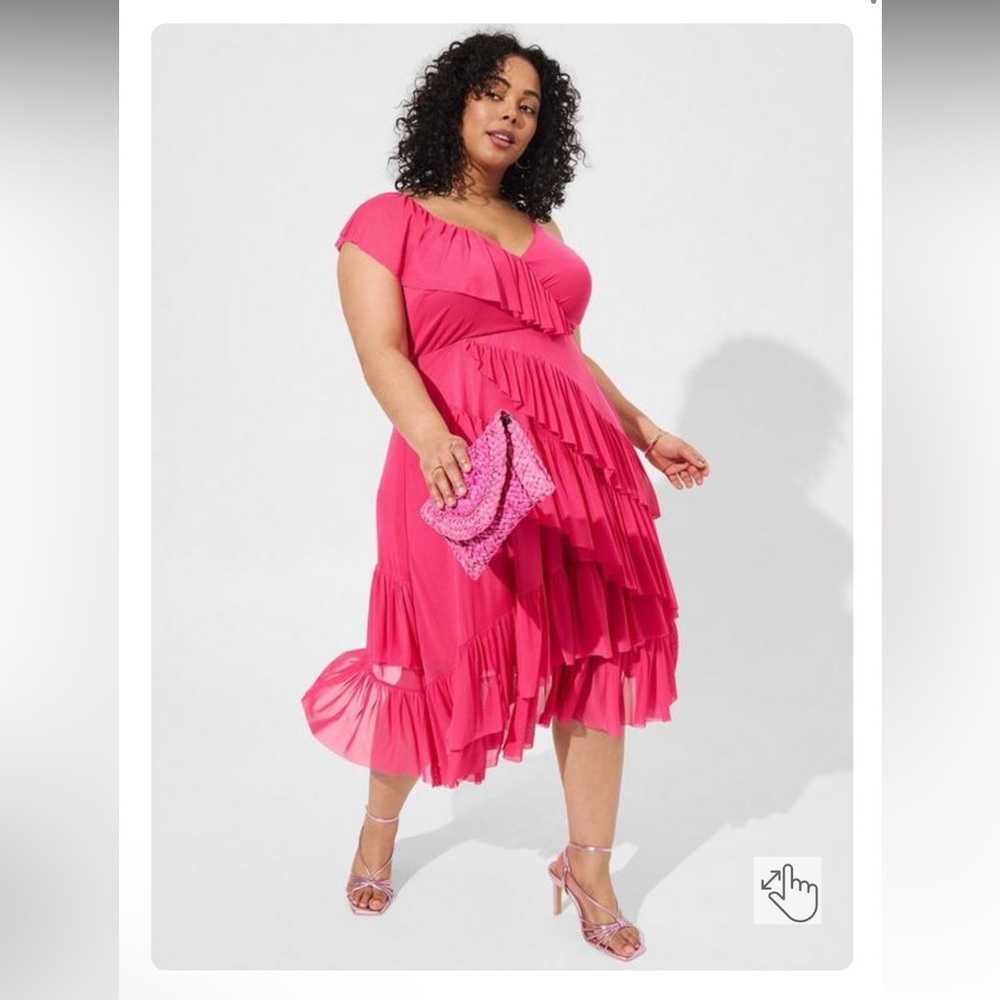 Torrid Pink Ruffle Dress - Torrid Size 6 - 6X - Plus Size 30 dress